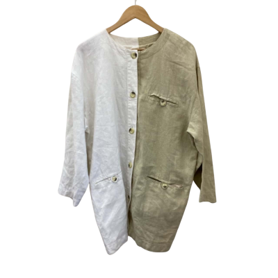 Harry Who Womens  Size 10 Button Up Jacket Beige / White 