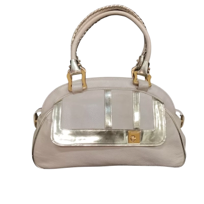  Raoul Leather Handbag  Cream with Gold Accents