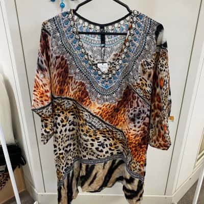 Taking Shape Womens NATURAL WILD SIDE NECK TOP COAST TO COAST Size 24 