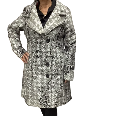 Desigual Grey Floral Houndstooth Check Coat Size 44