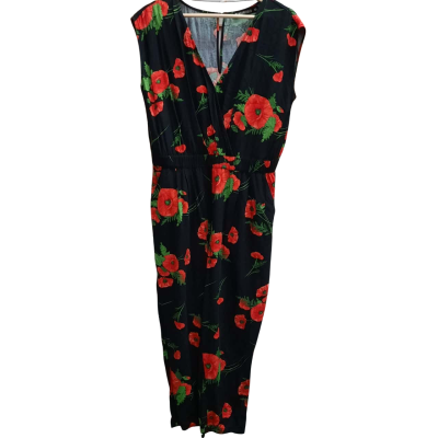 DANGERFIELD Size 10 Sleeveless Poppy Print Pattern Jumpsuit