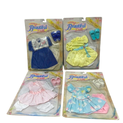 My Beautiful Doll Outfit 4 Packs-Fits 17 1/2" Fashion Dolls - 'Softly Blue', 'Pretty in Pin Stripes', 'Fancy in Flowers', 'Simply Sunny'  