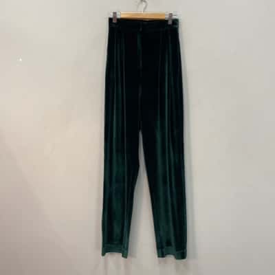 Isabelle Quinn Womens  Size 6 High Waisted Velvet Pants Green 