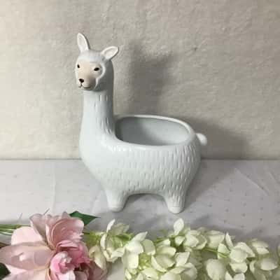 White Ceramic Llama Pot Planter