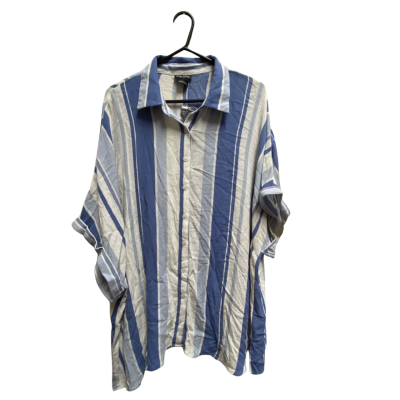 City Chic Womens  Size L Button Up Top Blue / Striped / White 
