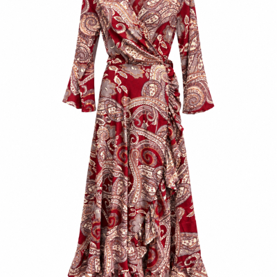 Cienna Scarlet Paisley Wrap Dress – Size S – New With Tags