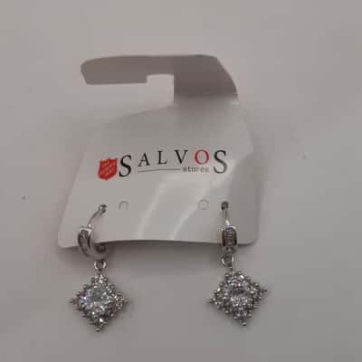  Women's Earrings Silver tone dangle hoop earring