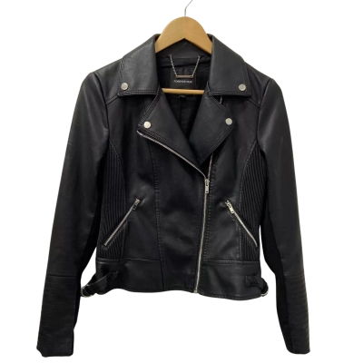 Forever New Womens  Size 10 Biker Jacket Black  