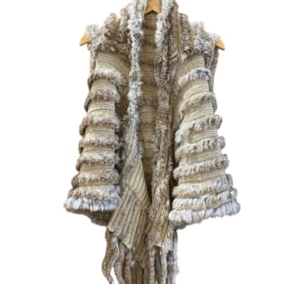  Womens  Size 12 rabbit fur trim vest 
