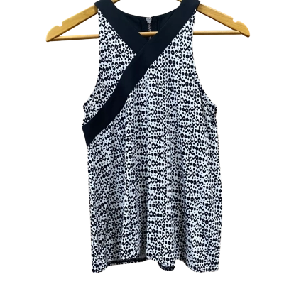 Witchery Black/White Patterned Cross-Front Top Size XXS 