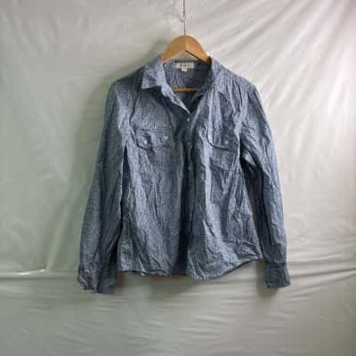 Country Road Womens Size XL Button Up Top / Long Sleeve Top Blue / Floral 