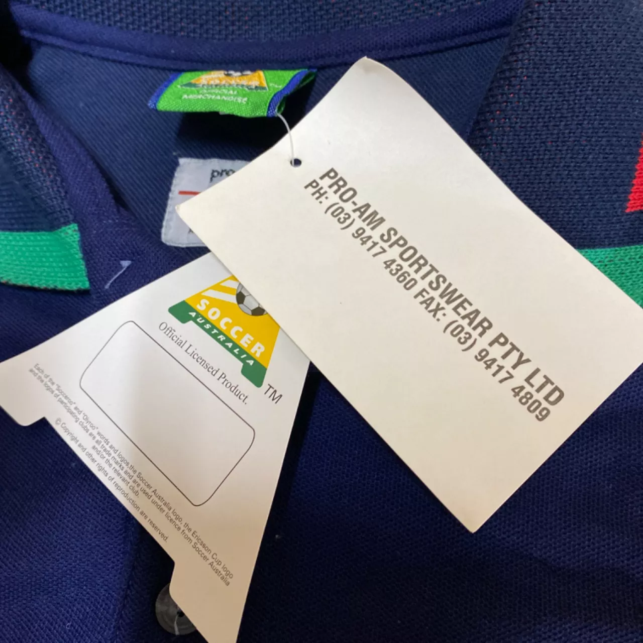 Mens Soccer Australia Size M Polo Shirt Navy Blue / Green / Red / White