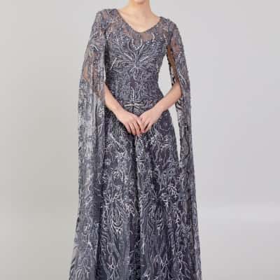  Womens Leonessa Size 18 Beaded Bridal / Formal Maxi Dress Grey / Silver BNWT