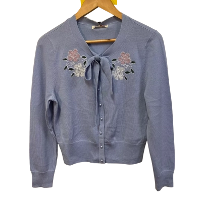 BNWT Alannah Hill Size 14 100% Wool Cardigan Blue 