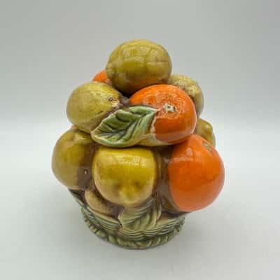 Vintage Fruit Basket Sugar Bowl No Spoon