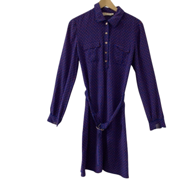 TORY BURCH Women's  Riley Silk Blue Belted Print Dress Size 6 (est. RRP $1k)