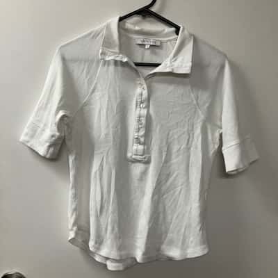 Saba Womens  Size S Short Sleeve Shirt White 