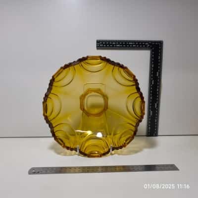 Amber Glass Bowl Thick Footed 