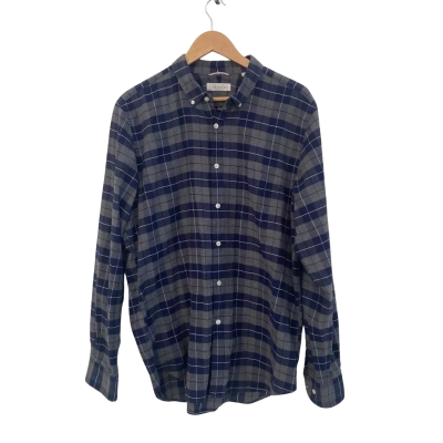 Trenery Mens  Size XL Long Sleeve Shirt Grey / Navy Blue 