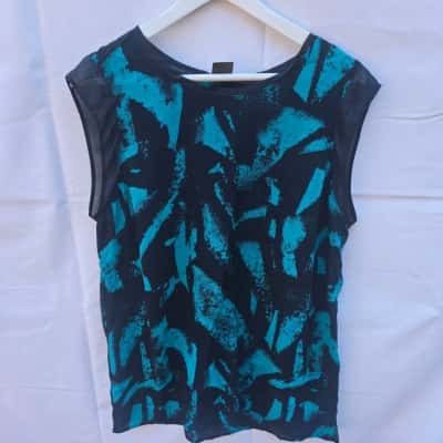 David Lawrence Womens  Size 14 Short Sleeve Top Black  / Green 