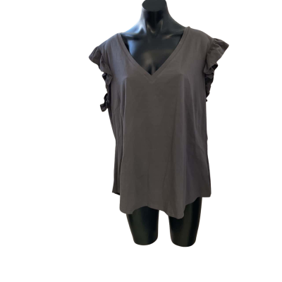 City Chic Womens  Size L Short Sleeve Shirt Grey 