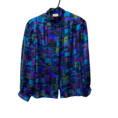 Fletcher Jones Womens Long Sleeve Top Multicoloured Size 10 - Vintage with Shoulder padding