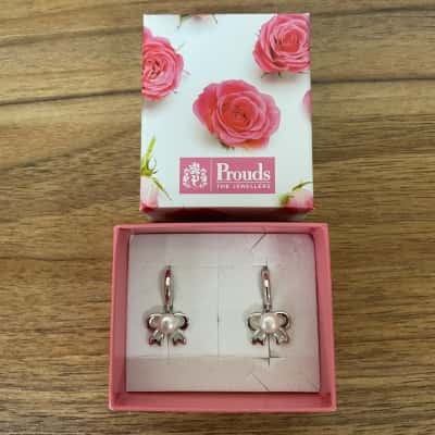 Prouds the Jewellers Sterling Silver 925 Bow Earrings
