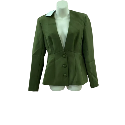 Club L London Women's Extreme-Plunge Neck Tailored Blazer Martini Olive Size 8 