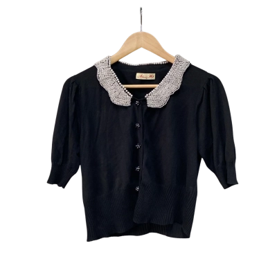 Alannah Hill Womens  Size 14 Silk/Cashmere Cardigan Black  