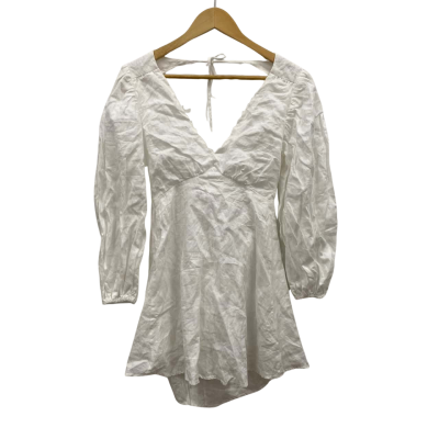 Dissh Women's 100% Linen Backless Dress Size 6 White 