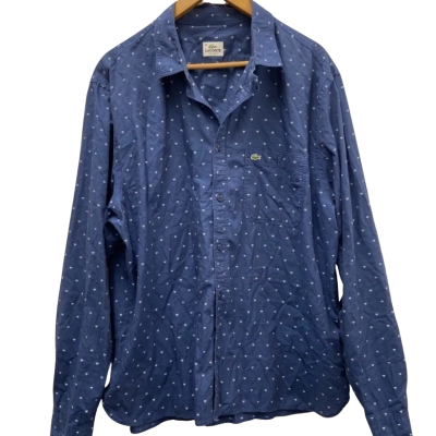 Lacoste Mens  Size 46 REGULAR FIT Long Sleeve Shirt Navy Blue 