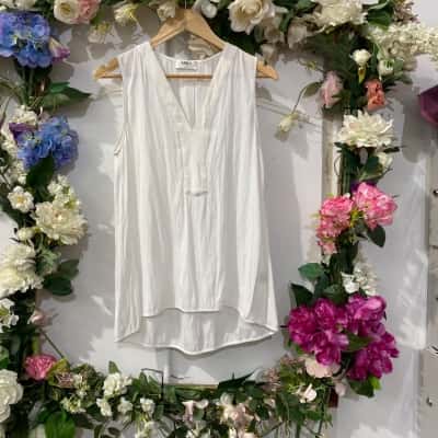 Mela Purdie Womens  Size 10 Blouse / Sleeveless Top White 