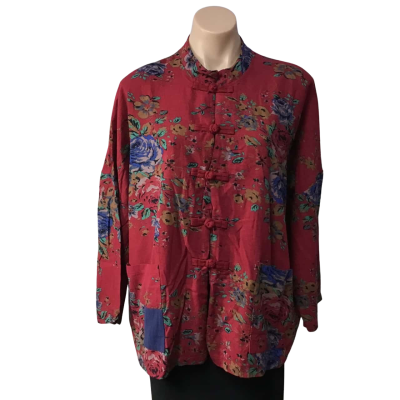 Fashion Classic Collection Womens approx Size L / XL Dark Red / Multicoloured Floral Button up Asia style Long Sleeve Top