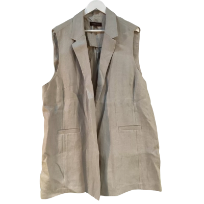 Maggie T Womens Size 24 Linen Open Vest Grey 