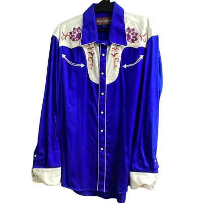 Rock n Roll Cowboy Size XL Long Sleeve Shirt Blue / Floral 