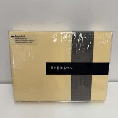 NEW - Sheridan Hanley Single Quilt Cover Set Buttercream 