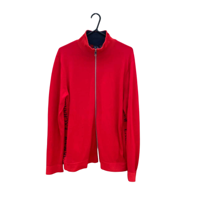 Mens Armani Exchange Size L Front Zipper Jacket Red  / Pattern / Navy Blue 