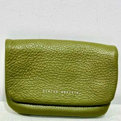 Status Anxiety Impermanent Pebble Leather Khaki Wallet  RRP $80.00