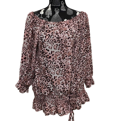 Crossroads Womens  Size 22  -  3/4 Sleeve Top Animal Print / Pink  BNWT