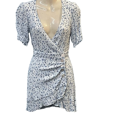 Seven Wonders Womens Size XS Mini/Short Sleeve Dress Blue/Floral/White