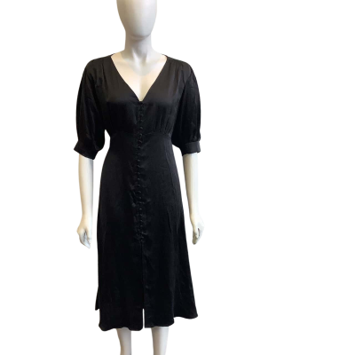 BNWT Rowie Women's Brand Size L Albi Silk Midi Dress Noir