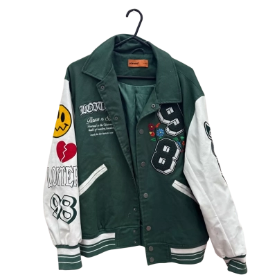 Loiter Mens  Size L FLAWS VARSITY JACKET Dark Green 
