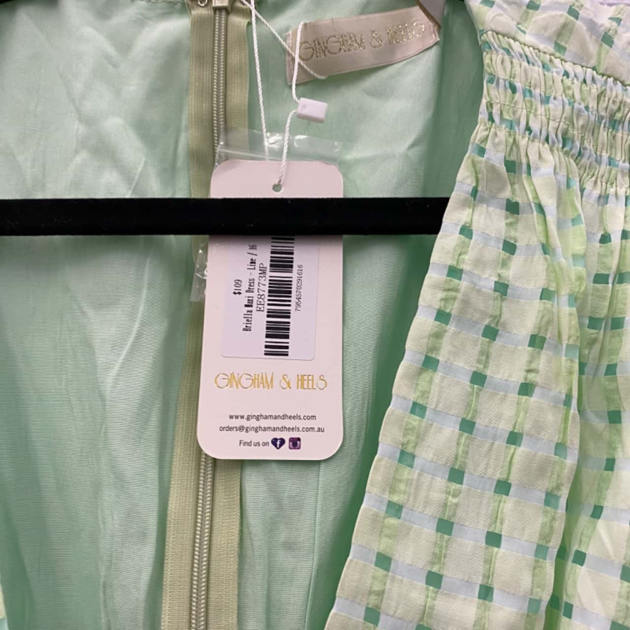 Gingham & Heels Size 16 Maxi Dress Gingham / Green (s)