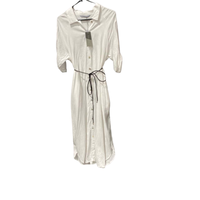Katies Womens  Size 12 Belted Shirt Dress White 