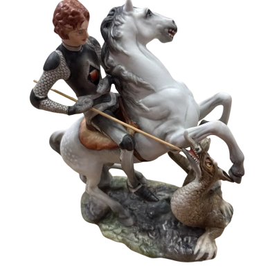 Artistic Poema Figure Slaying Dragon Porcelain Design 