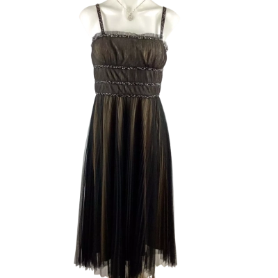 Collection - Tulle Midi Beaded Black Dress (Size 12)