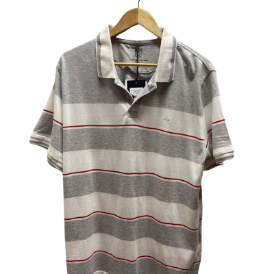 Sportscraft Mens Size XXL Grey & White Striped Top 