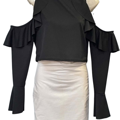 Boohoo Womens  Size 16 Cropped Top / Long Sleeve Shirt Black  