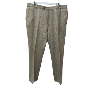 Sportscraft Mens Size 40 Straight Leg Pants Beige - 100% Pure Linen