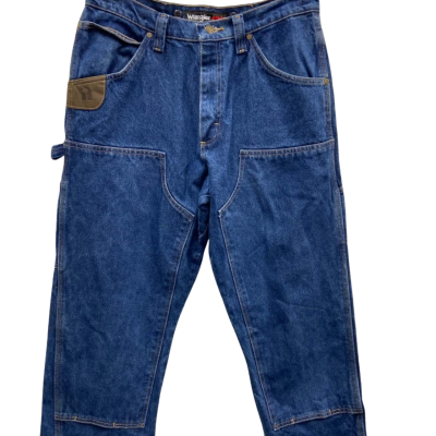 Wrangler Riggs Workwear Size W34 L34 Wide Leg Jeans Navy Blue 